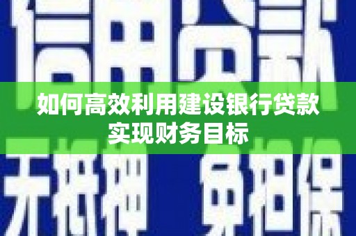 双滦如何高效利用建设银行贷款实现财务目标