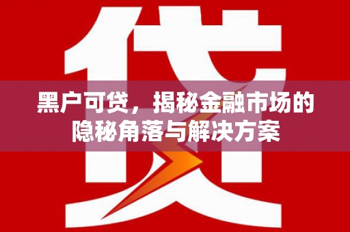 泉山黑户可贷，揭秘金融市场的隐秘角落与解决方案