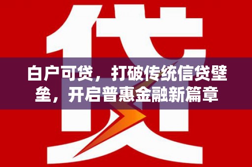 临河白户可贷，打破传统信贷壁垒，开启普惠金融新篇章